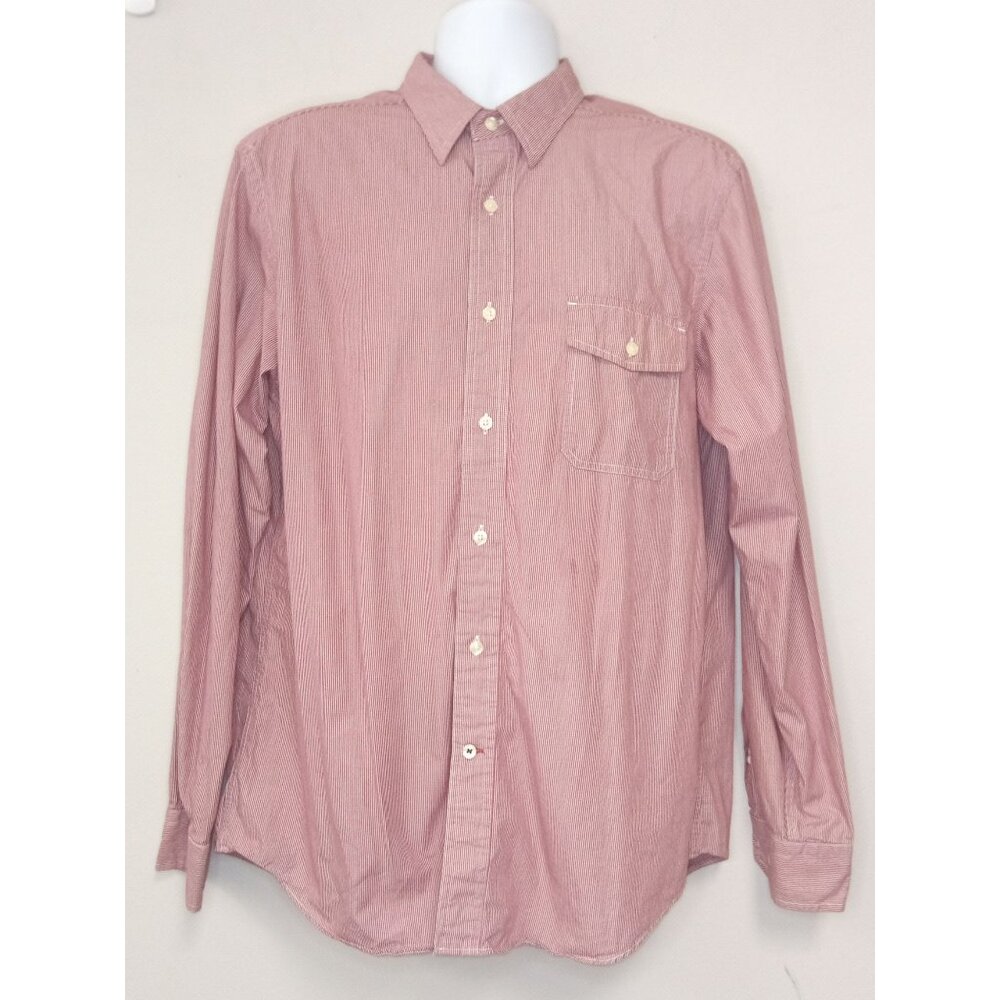 Nautica Men's Red/White Casual Button Down Shirt Size Large